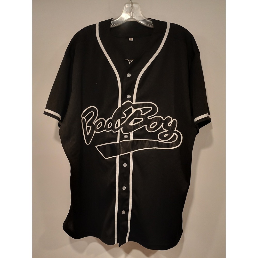 Bad Boy Baseball Jersey Mens XL Black Excellent Embroidered 90s Hip Hop Style